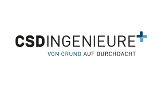 Das Bild zeigt das Logo von CSD Ingenieure auf weißem Hintergrund mitdem Zusatzclaim "Von Grund auf durchdacht"